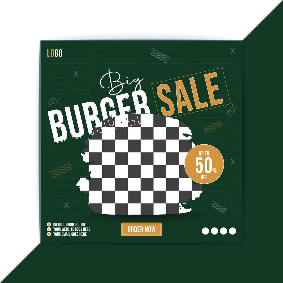 Social media food post design template vector