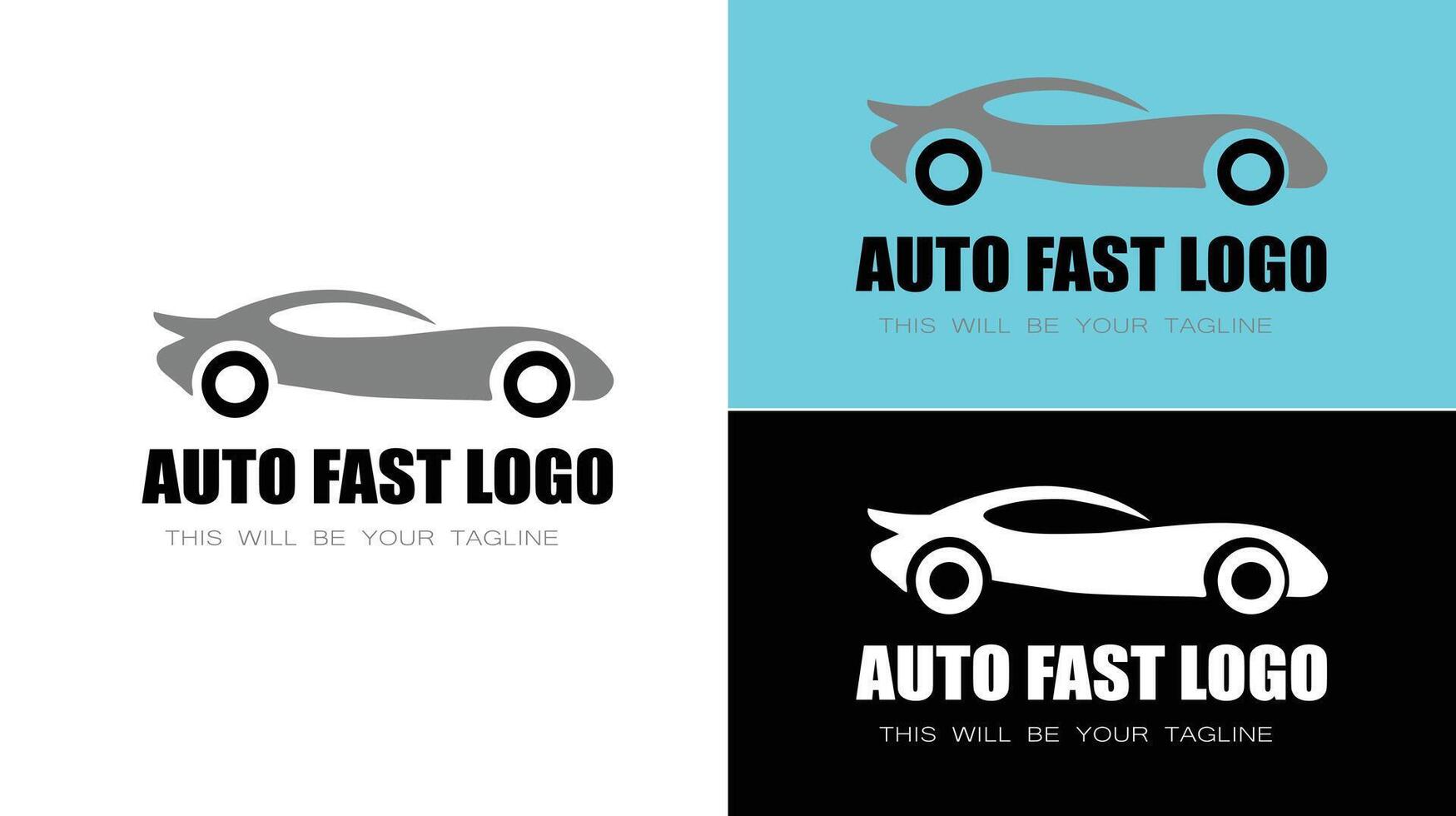 Auto Fast Logo Design with Sleek Car Silhouette in Multiple Color Variations vector