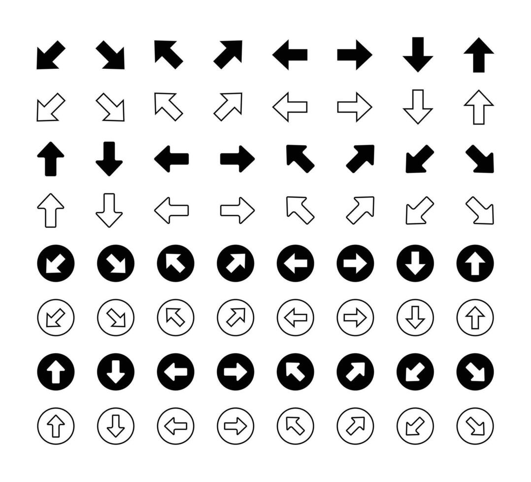Arrow Icons Set Simple Black and Mega Collection of Arrows vector