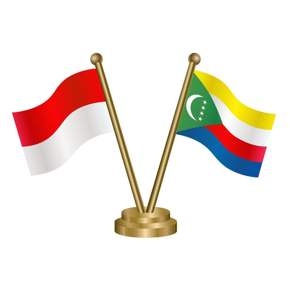 Indonesia and Comoros table flags. vector