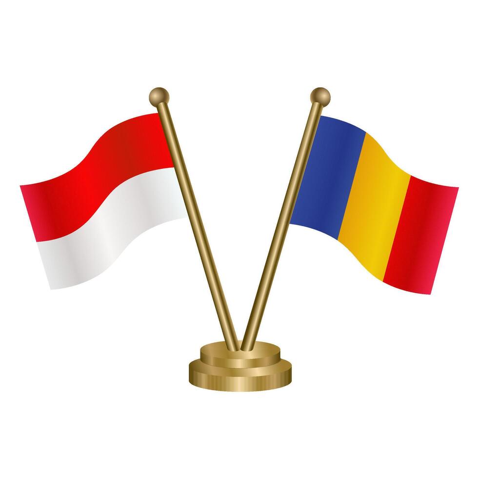 Indonesia and Chad table flags. vector