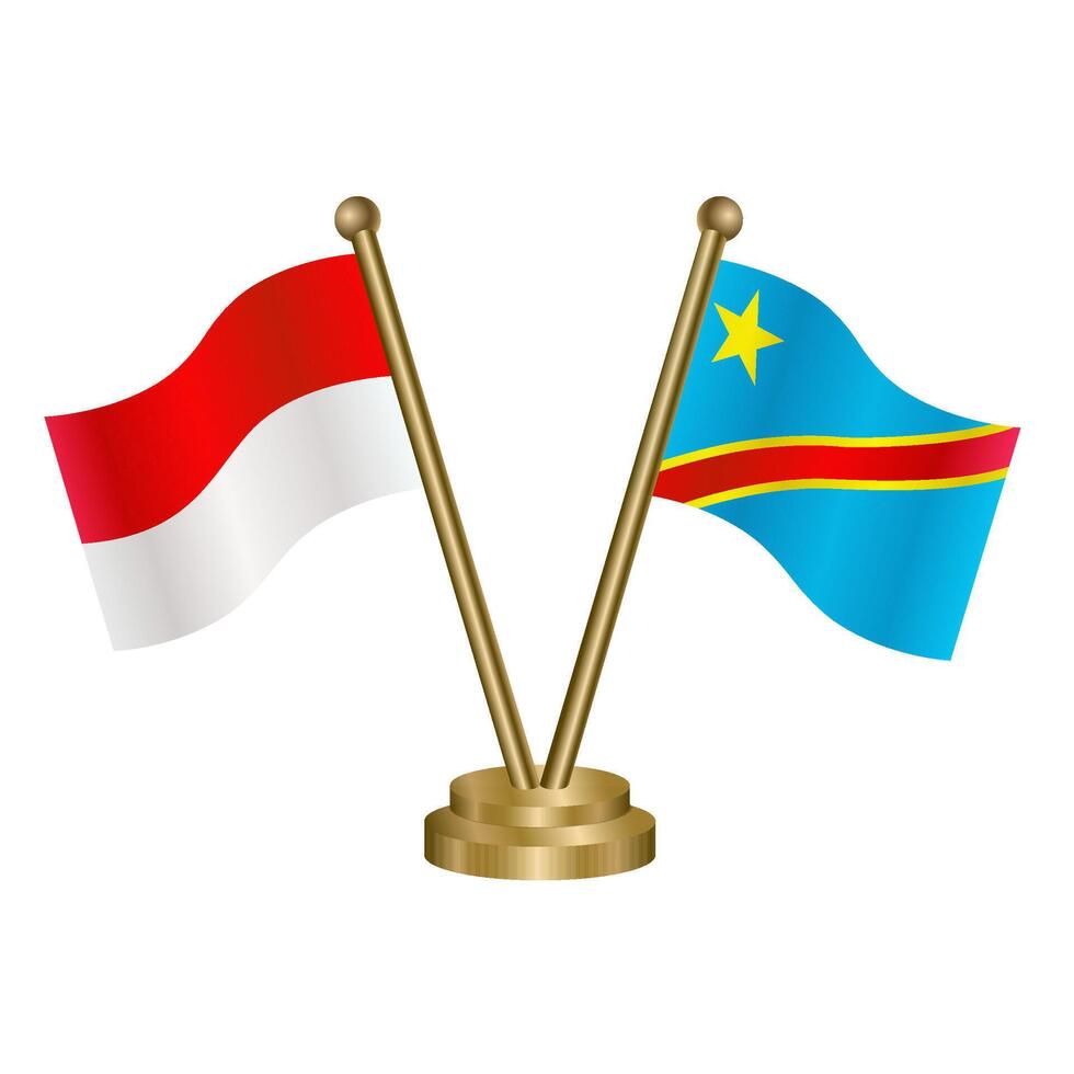 Indonesia and Congo table flags. vector