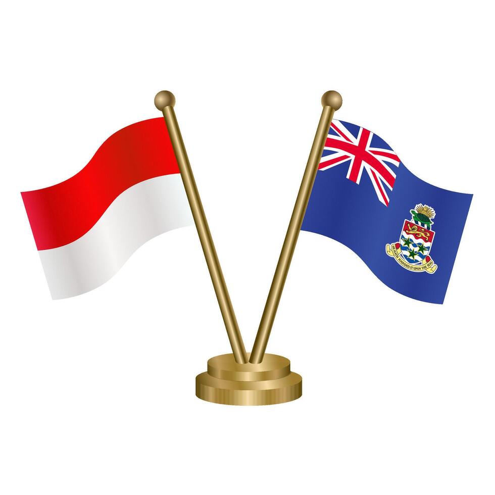 Indonesia and Cayman Islands table flags. vector