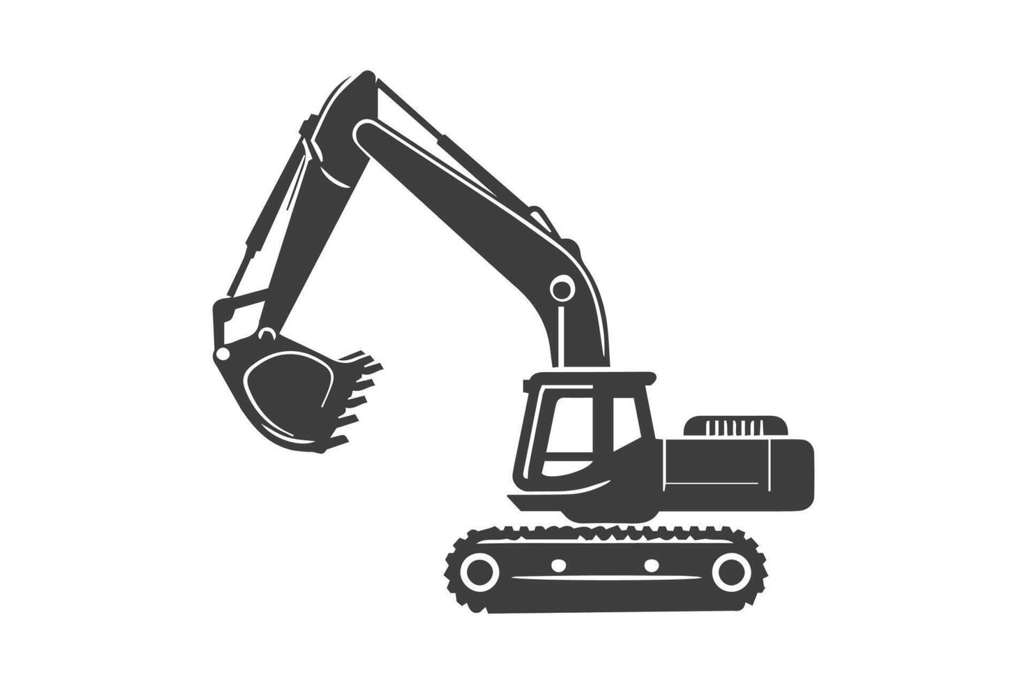 a black and white silhouette of an excavator vector