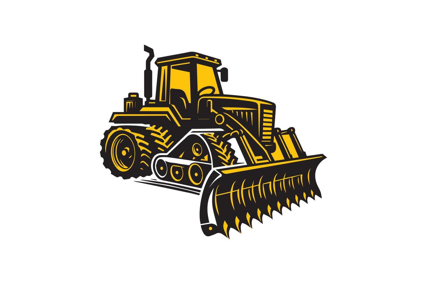 a tractor with a plow on it vector