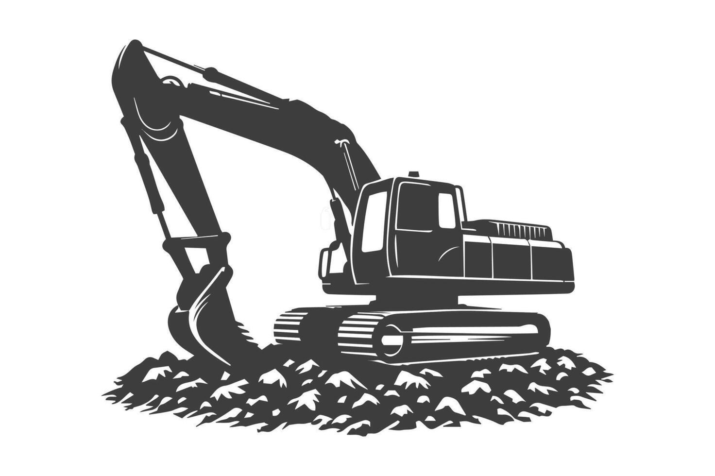 excavator digging machine illustration vector