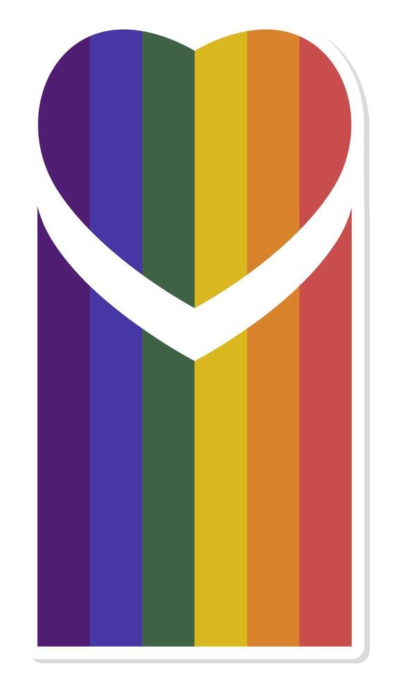 Rainbow Heart Sticker, Illustration. LGBT art for print. Pride month LGBTQ support vector