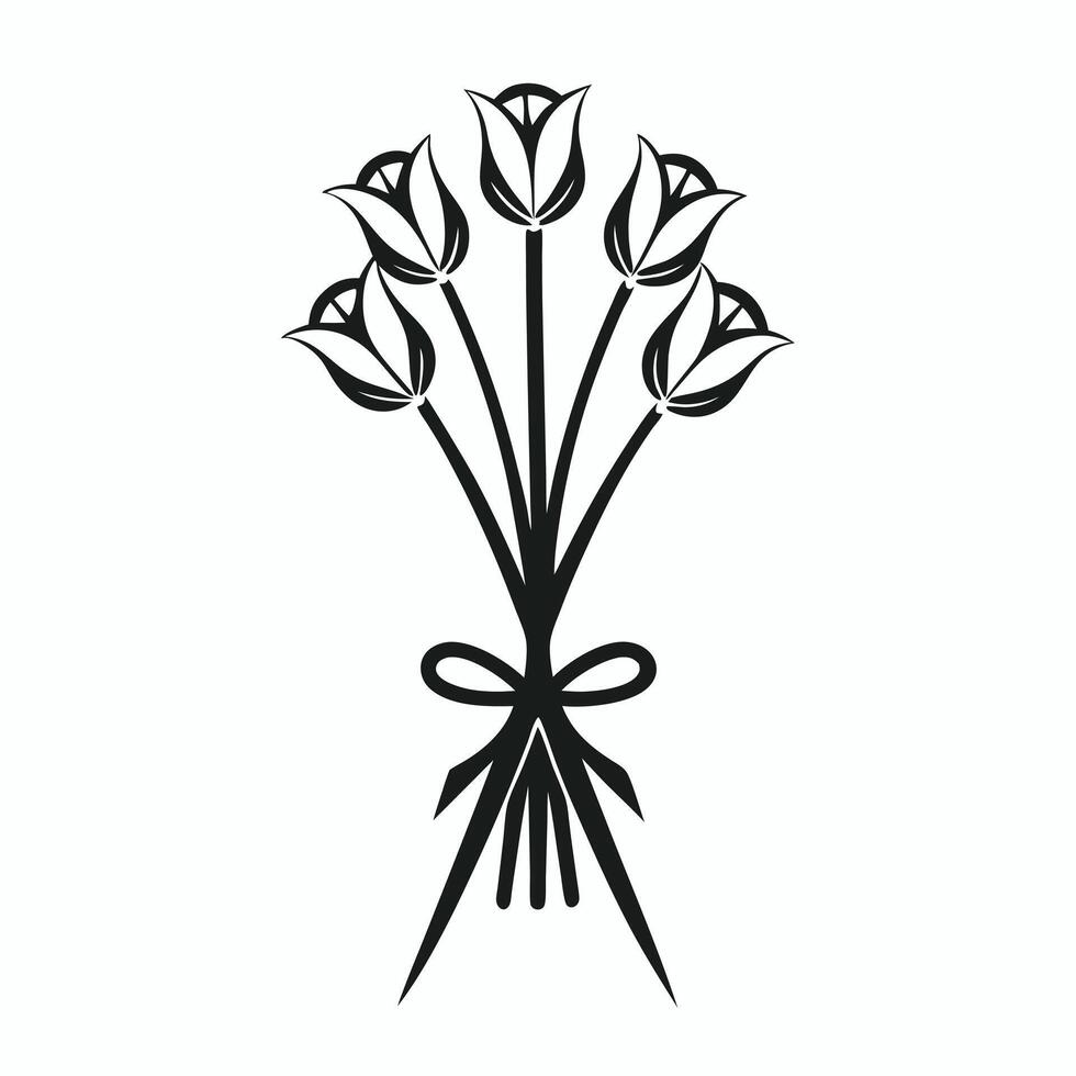 Floral Pattern Design Black and White Illustration Art. vector