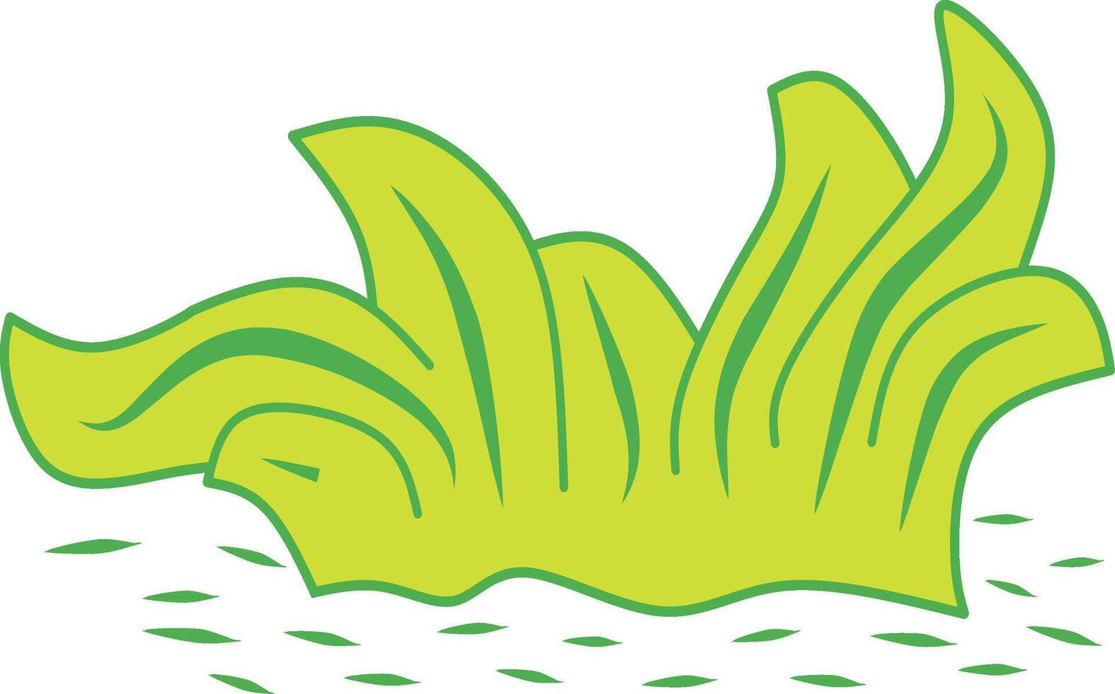 Colorful digital artwork of lush green seaweed surrounded by water, expressing aquatic beauty and natural essence. vector