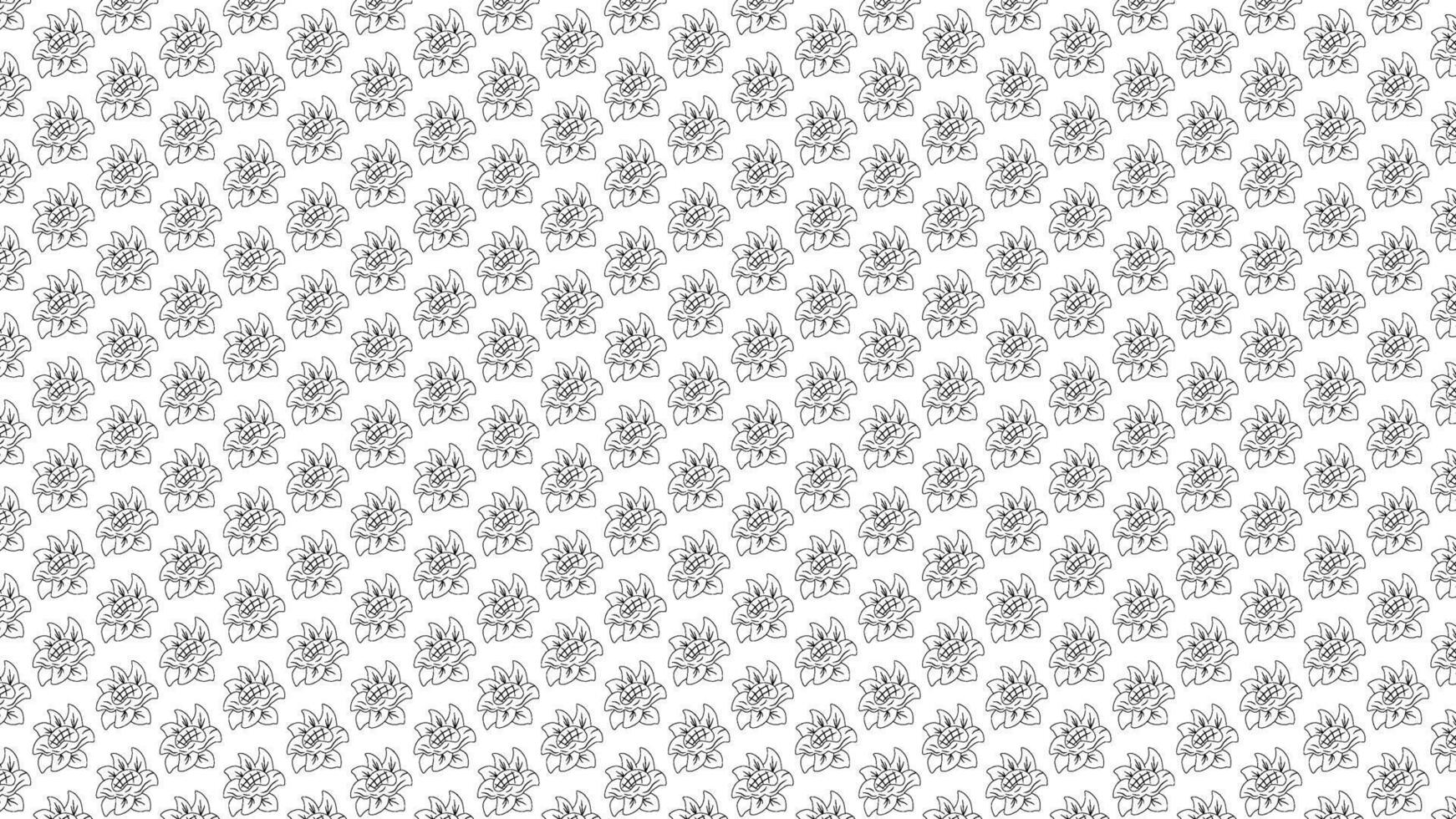 A detailed repeating pattern featuring black and white floral motifs. This seamless design is perfect for wallpapers, textiles, or graphic design projects requiring elegant and symmetrical aesthetic. vector