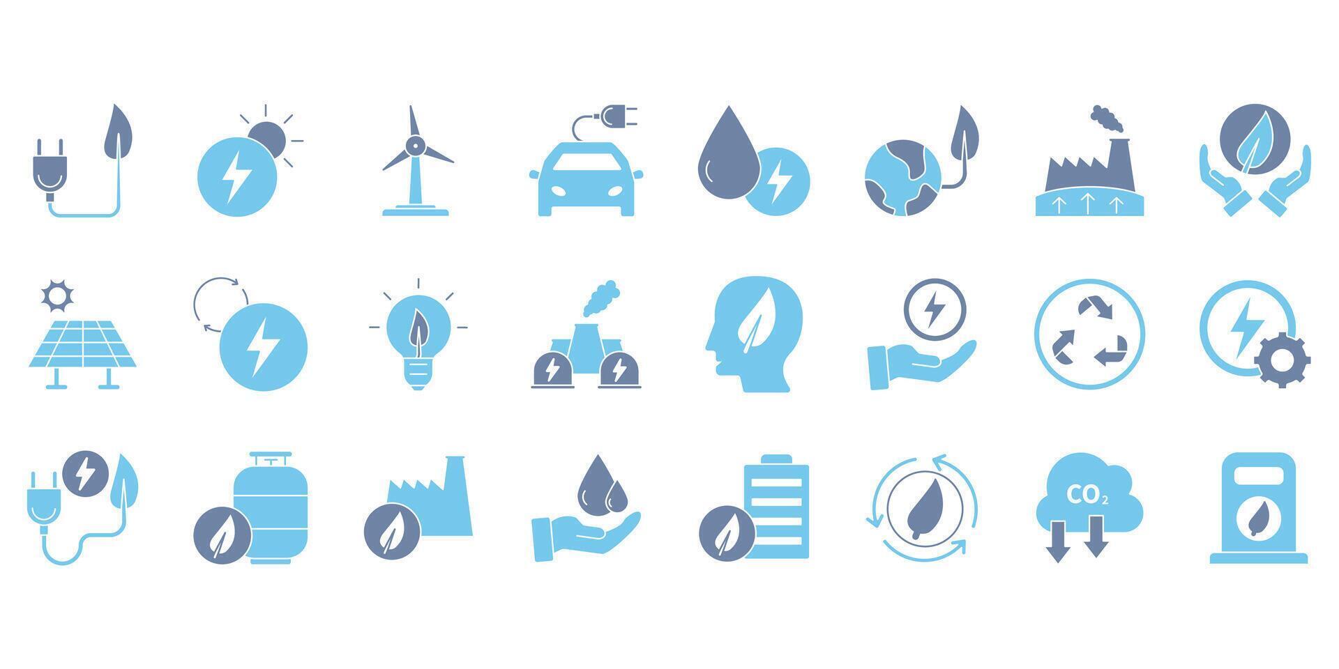 Green energy . Set of editable stroke icons.Set of Green energy. vector
