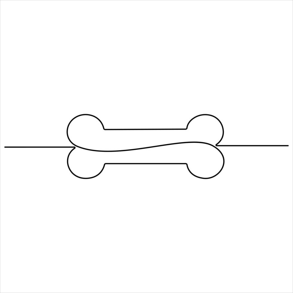 Single line continuous drawing of bone simple human bone line art drawn outline vector