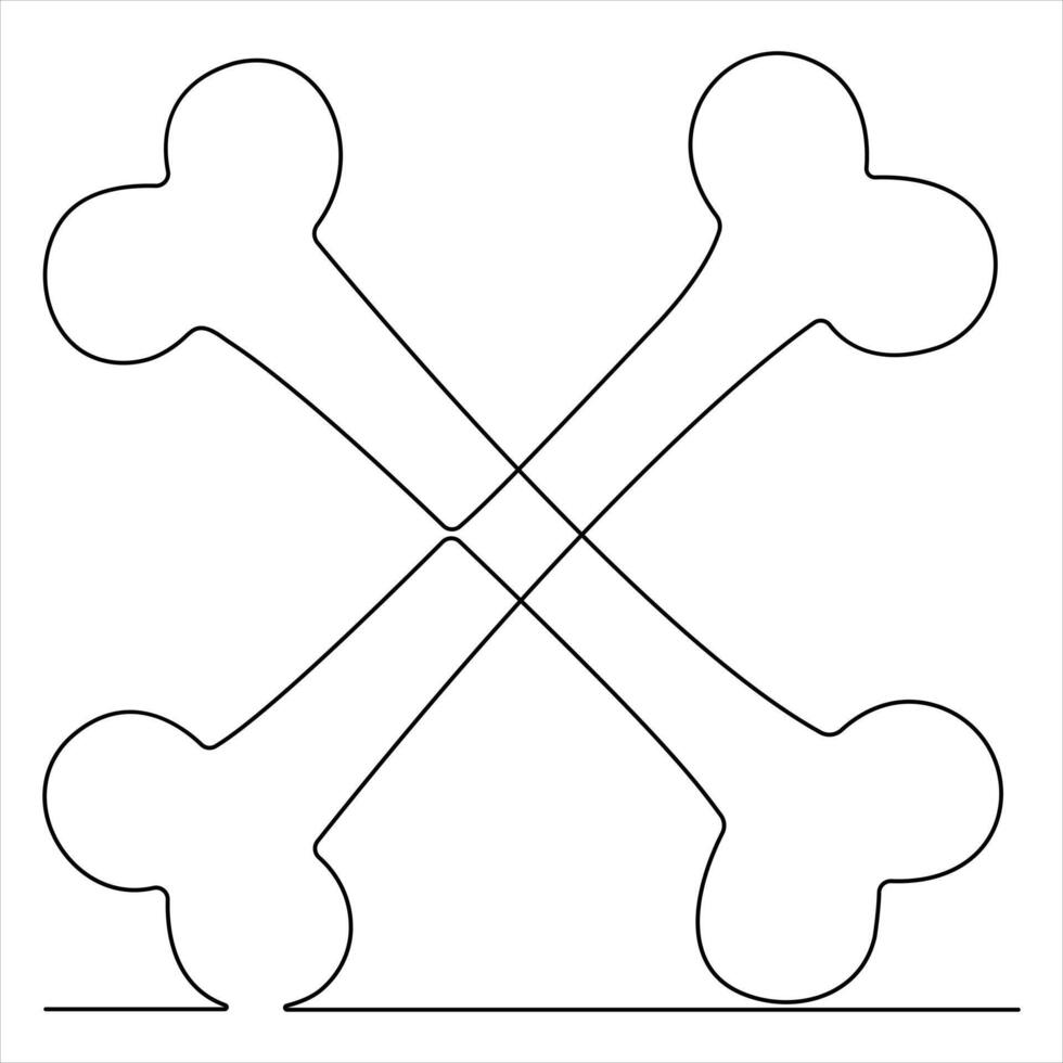 Single line continuous art drawing of bone simple human bone line art vector