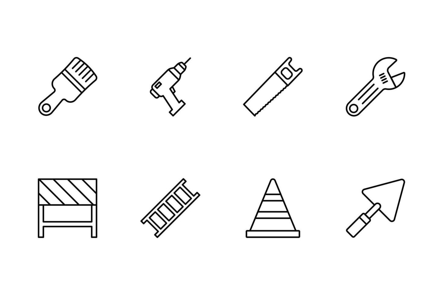 Construction Tools and Equipment Line Icons Set vector
