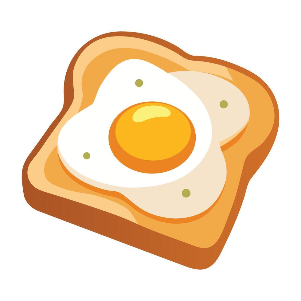 Fried Egg on Toast Isolated on White Background vector