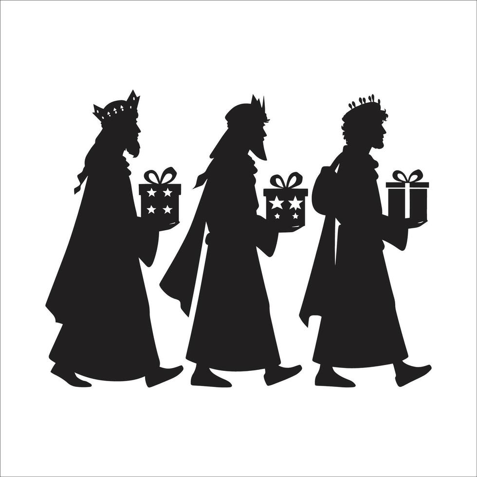 Three kings or three wise men silhouette vector