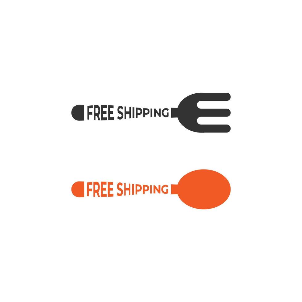 Free shipping fork and spoon logo and trust badge icon. Free shipping of fork and spoon isolated on white background. vector