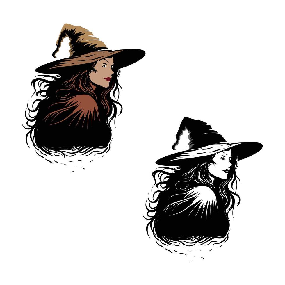 hallowen witch illustration vector