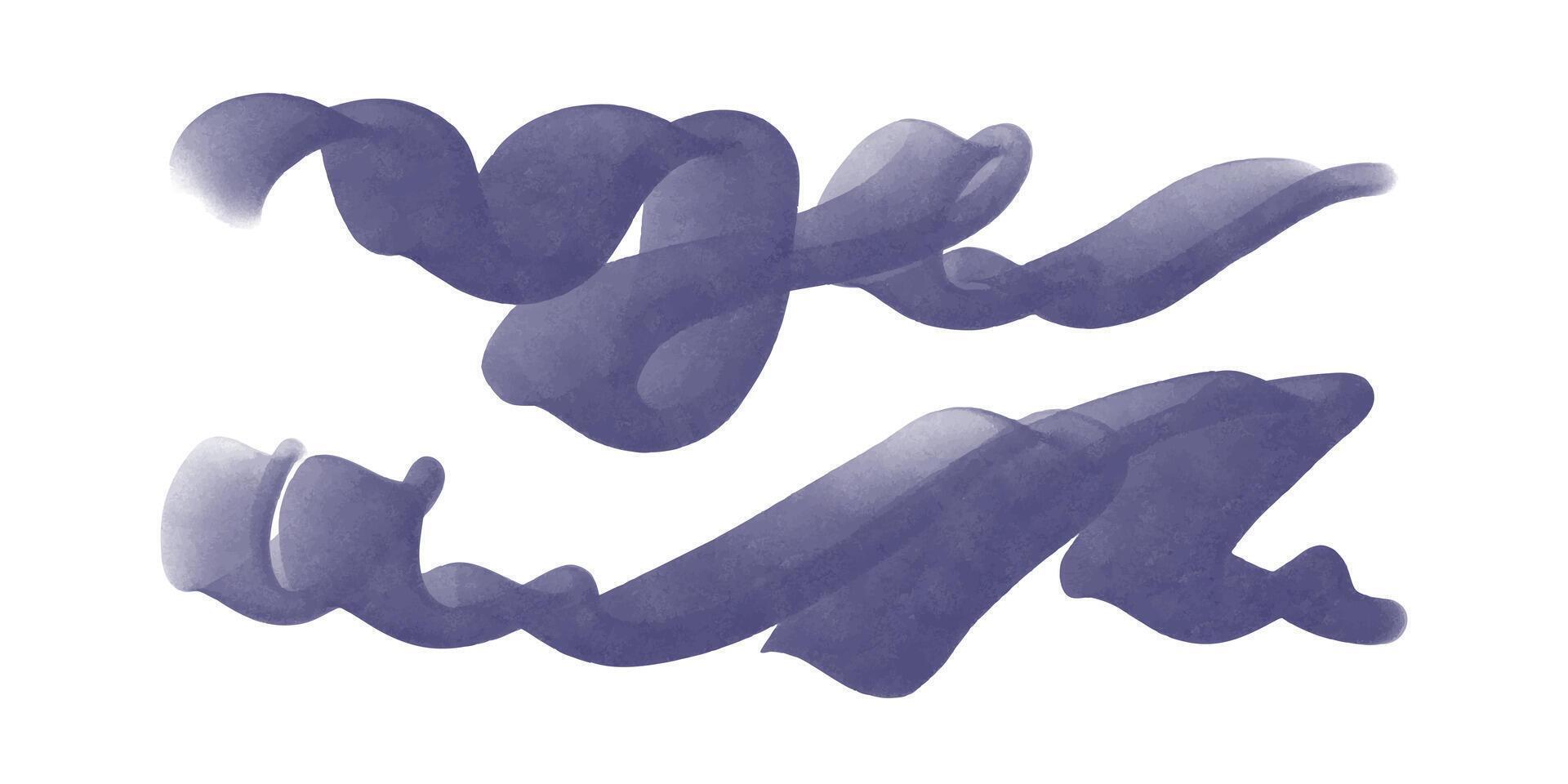 Abstract purple lines and squiggles watercolor background. vector