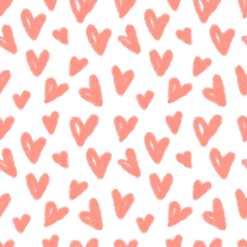 seamless repeating template. Artistic watercolor spots textured doodle heart shape. Hand brush drawn cute doodle, endless chaotic background, template. vector