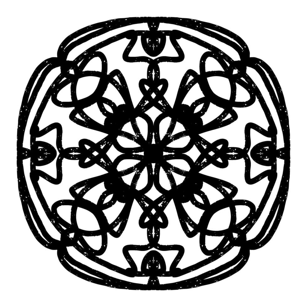 a black and white drawing of ,a circular design vector