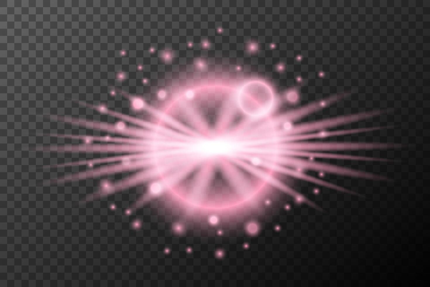 a pink light burst with stars and rays on background vector