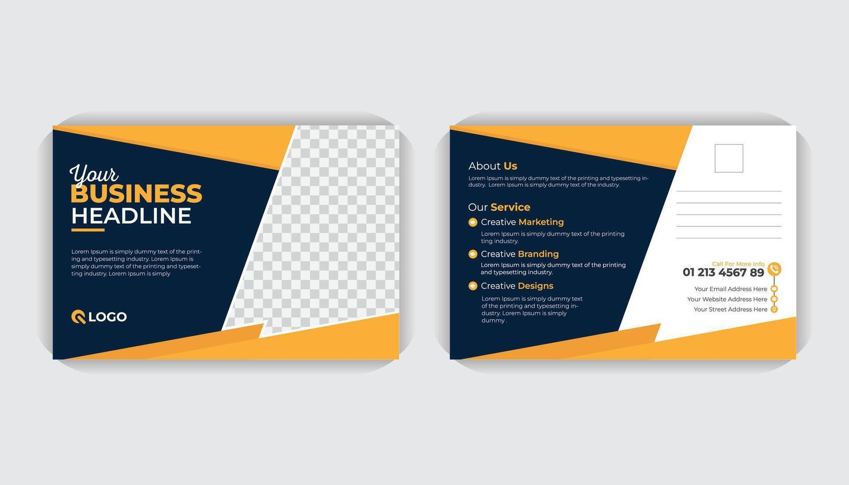 Corporate and Unique style professional business promotion postcard or EDDM design, Double sided Landscape poster or postcard design template vector