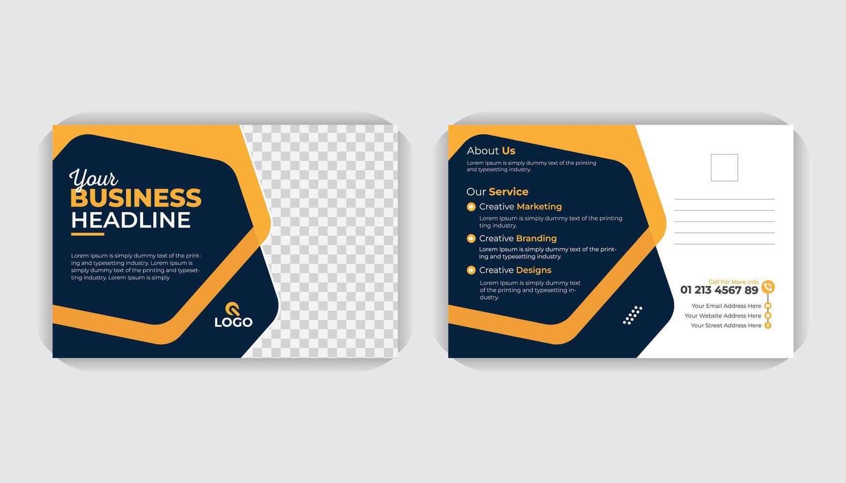 Unique and modern layout double sided Landscape poster or postcard design template, business promotion postcard or EDDM design. vector