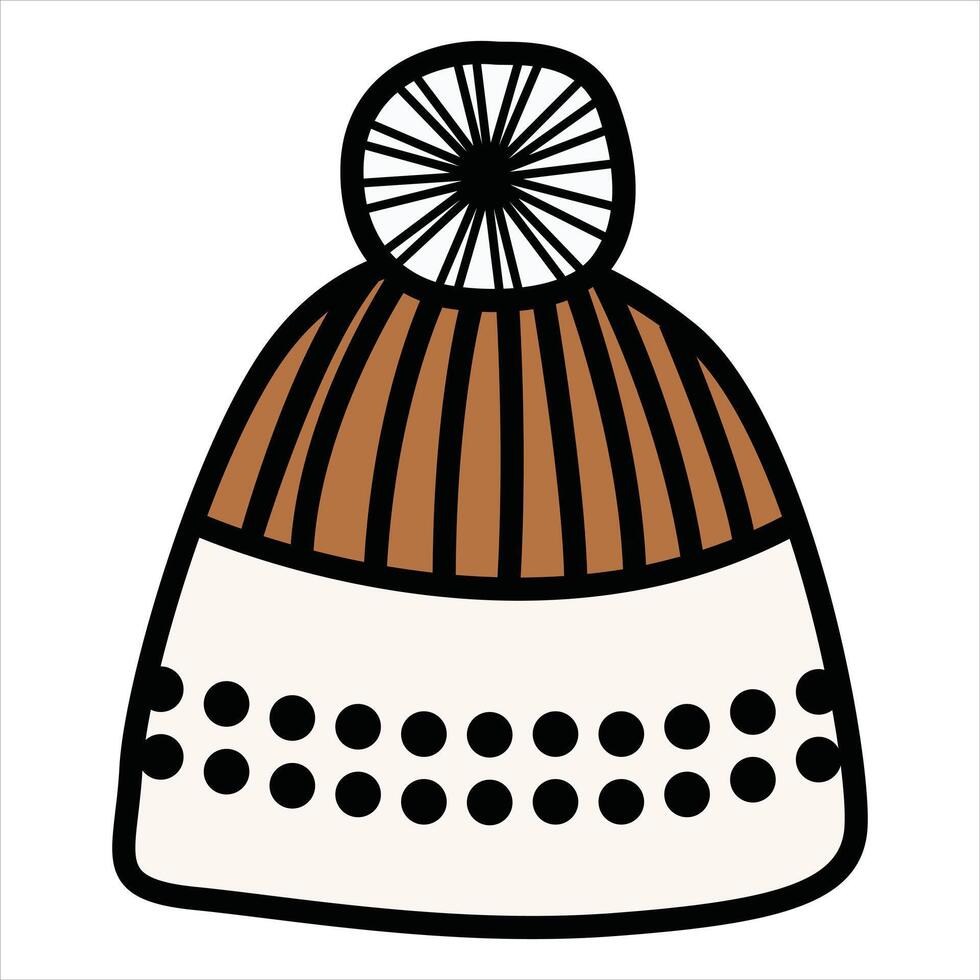 Hand Drawing of Winter Hat with Cozy and Stylish Details vector