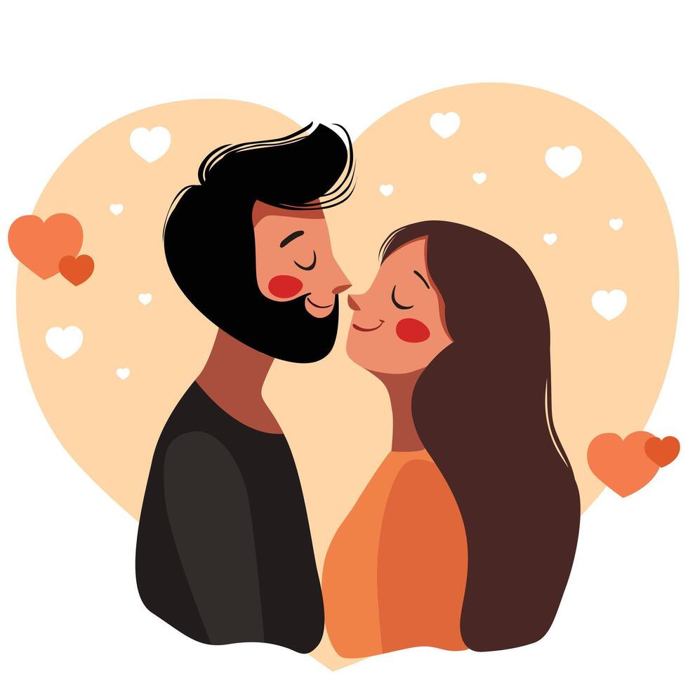 couple in love surrounded by hearts. Valentines Day concept vector