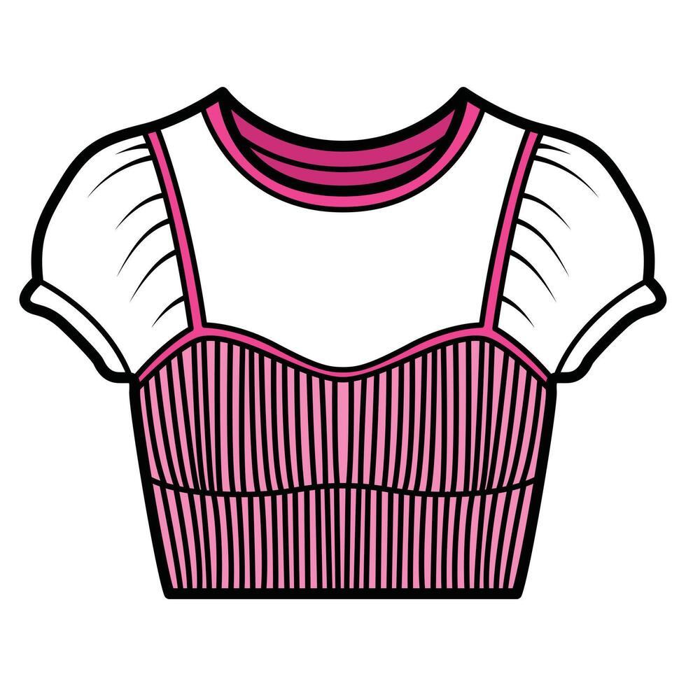 Hand Drawing of Pink Top with Stylish and Elegant Details vector