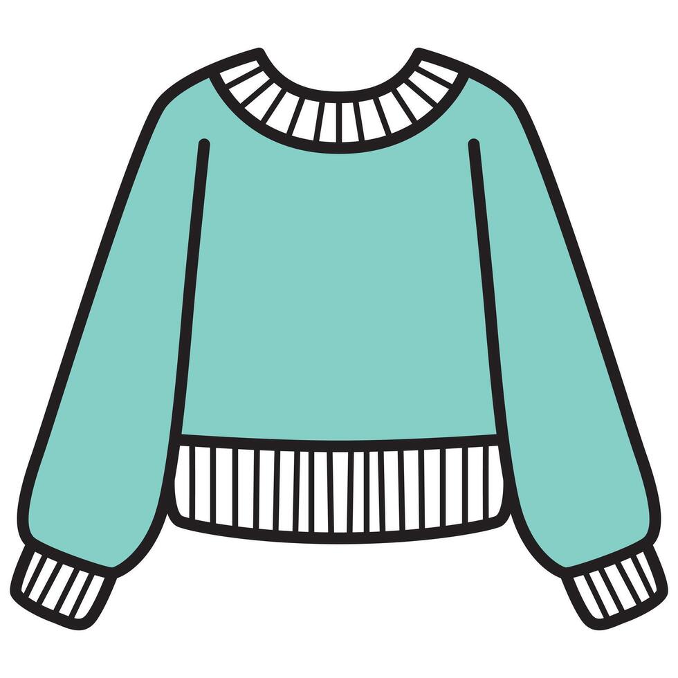 Hand Drawing of Blue Sweater with Cozy and Detailed Features vector