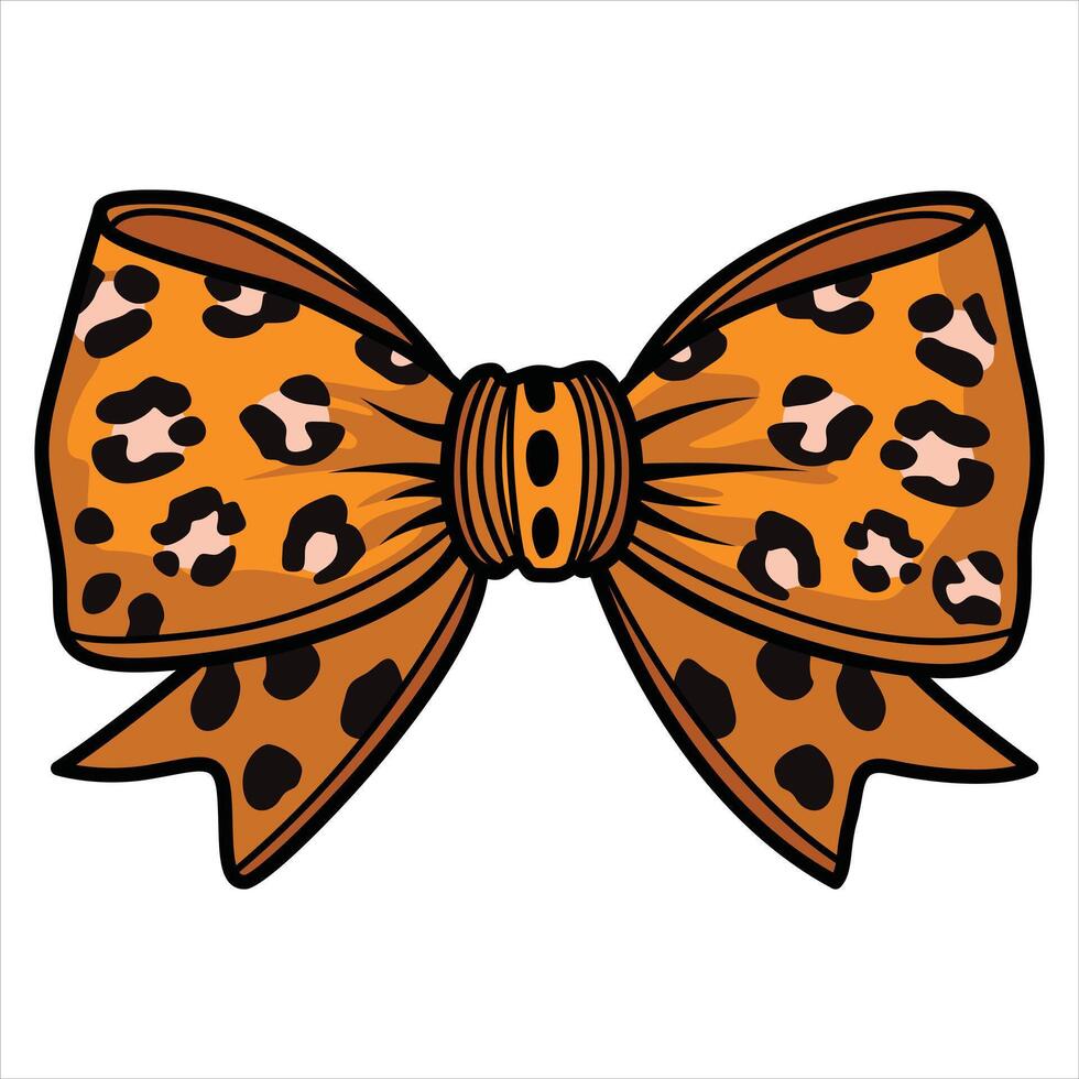 Orange Bow with Animal Print and Stylish Details vector