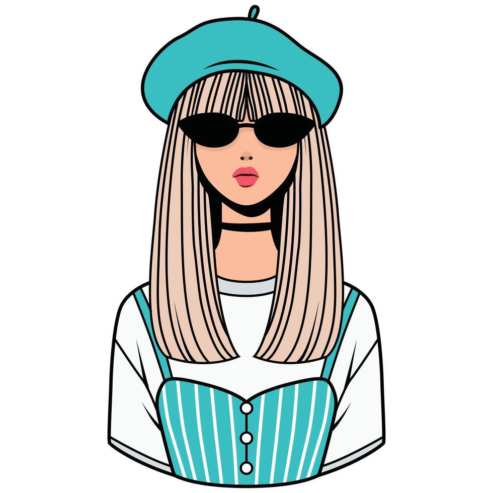 Parisian Woman with Sunlasses and Chic Style vector