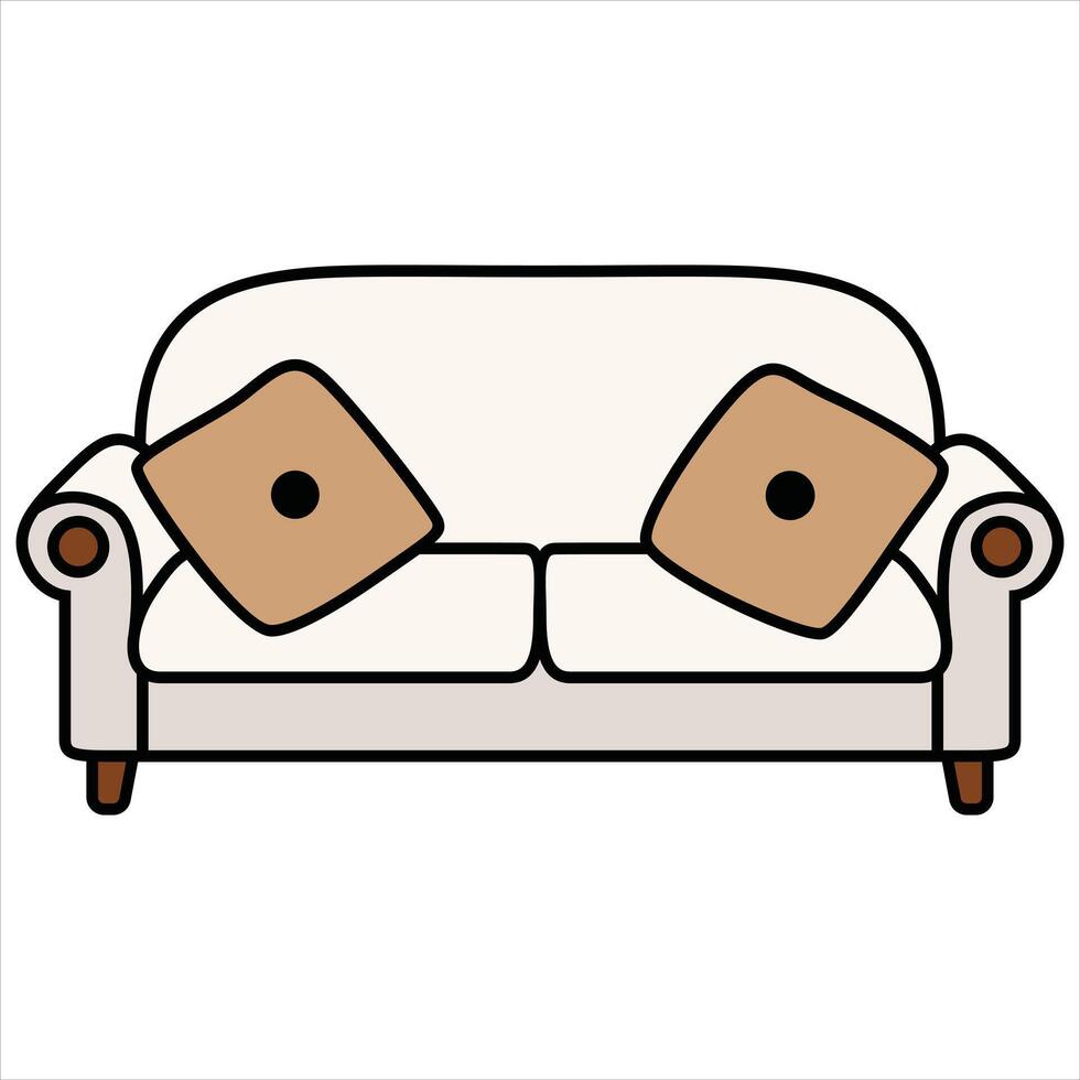 Hand Drawing of White Sofa with Minimalist and Elegant Features vector