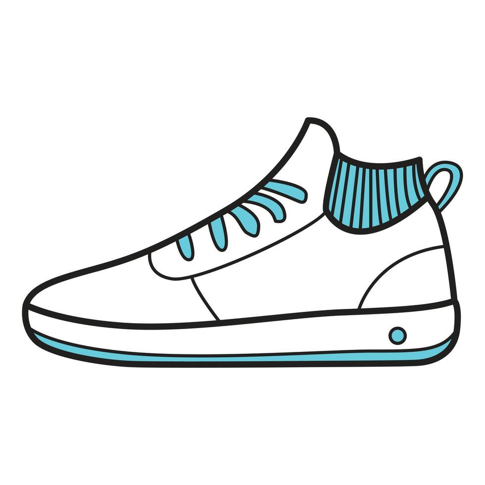 Hand Drawing of White and Blue Woman Sneaker with Fresh and Stylish Vibes vector