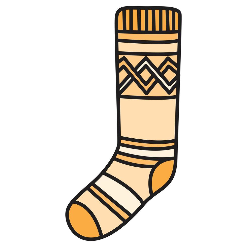 Hand Drawing of Yellow Sock with Detailed and Cozy Features vector