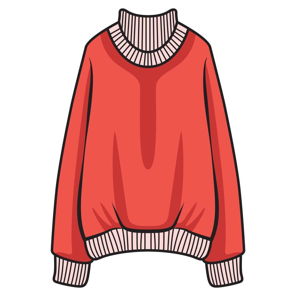 Hand Drawing of Stylish Woman Sweater with Cozy and Elegant Details vector