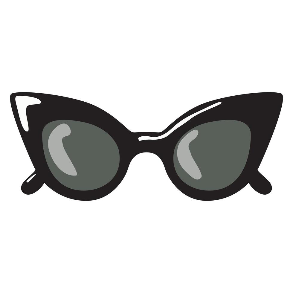 Hand Drawing of Black Cat Sunglasses with Trendy and Chic Design vector