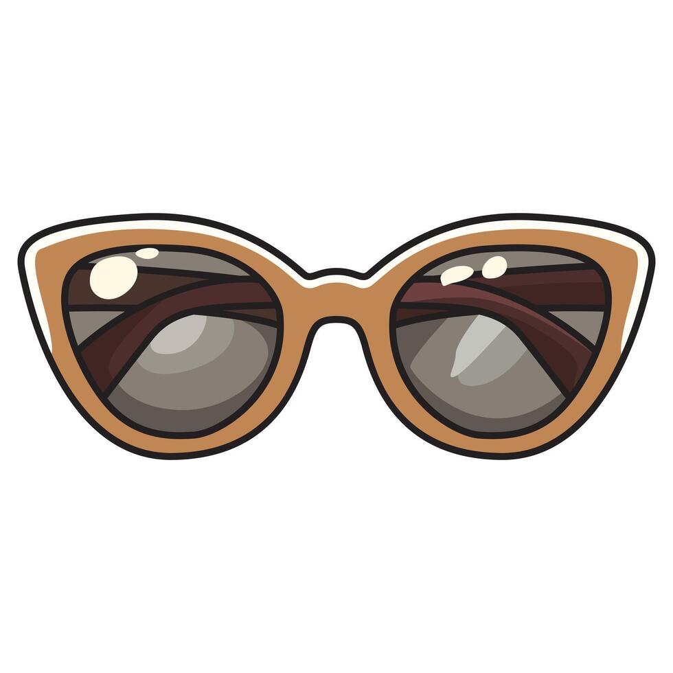 Hand Drawing of Stylish Beige Women's Sunglasses with Elegant Design vector