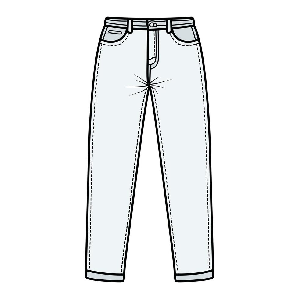 Hand Drawing of White Jeans with Casual and Modern Style vector