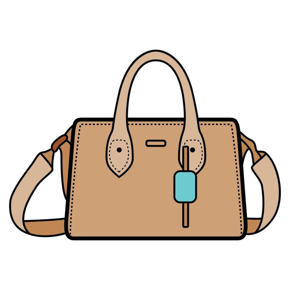 Hand Drawing of Beige Bag with Chic and Minimalist Design vector