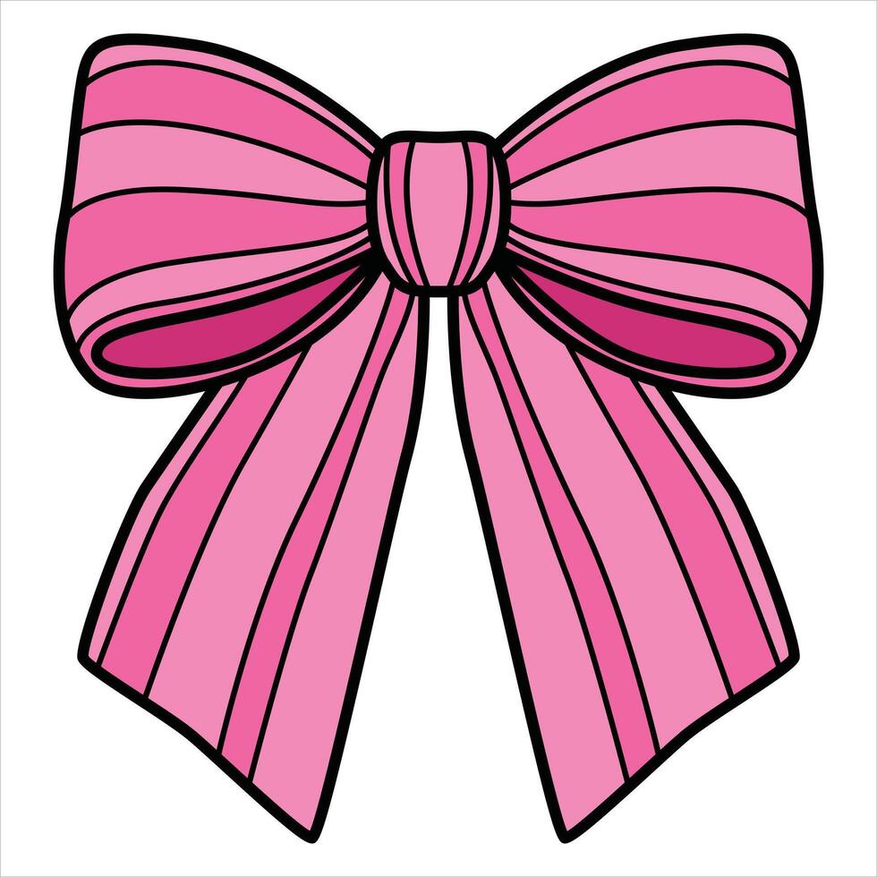 Hand Drawing of Striped Pink Bow with Elegant and Delicate Features vector