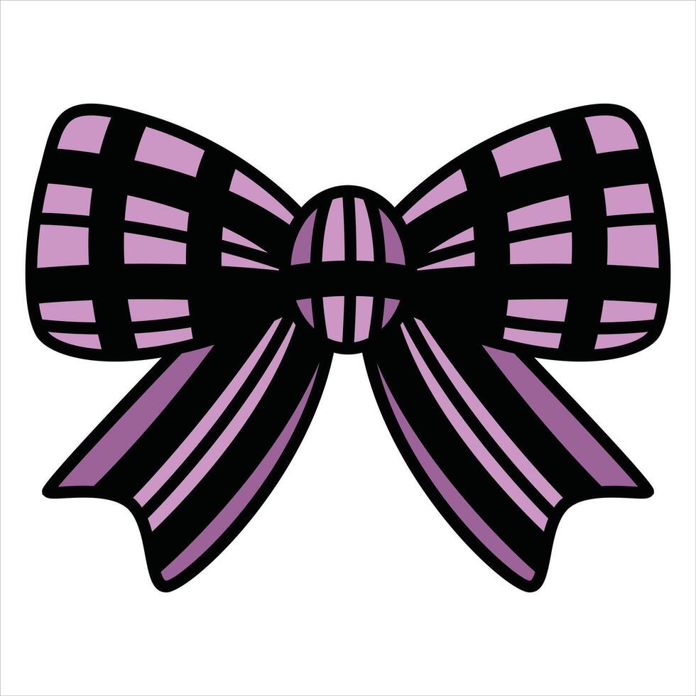 Hand Drawing of Striped Purple Bow with Elegant and Delicate Features vector