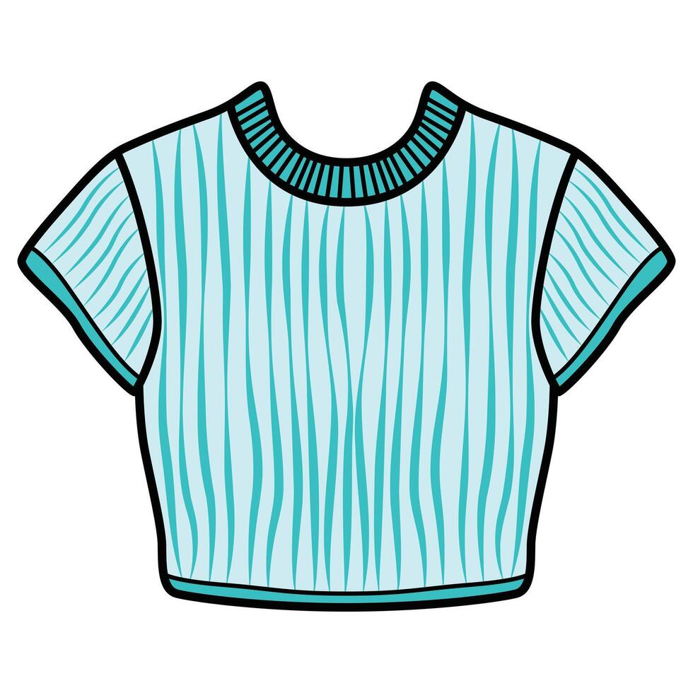 Hand Drawing of Blue Striped Top with Chic and Stylish Details vector