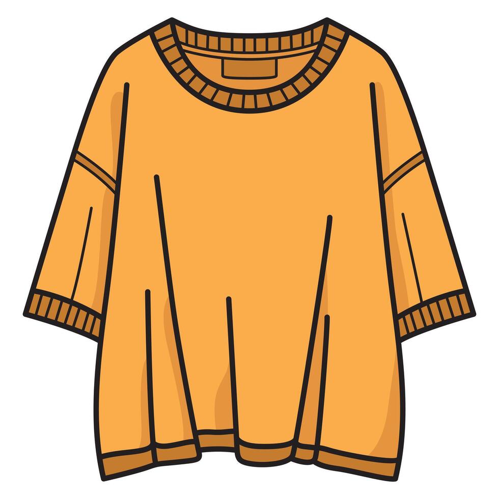 Hand Drawing of Yellow T-Shirt with Casual and Vibrant Details vector