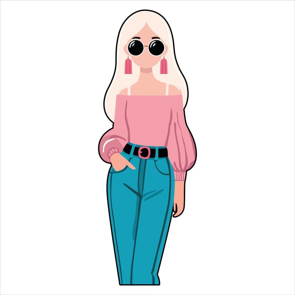 Hand Drawing of Elegant Blond Woman with Refined and Graceful Details vector