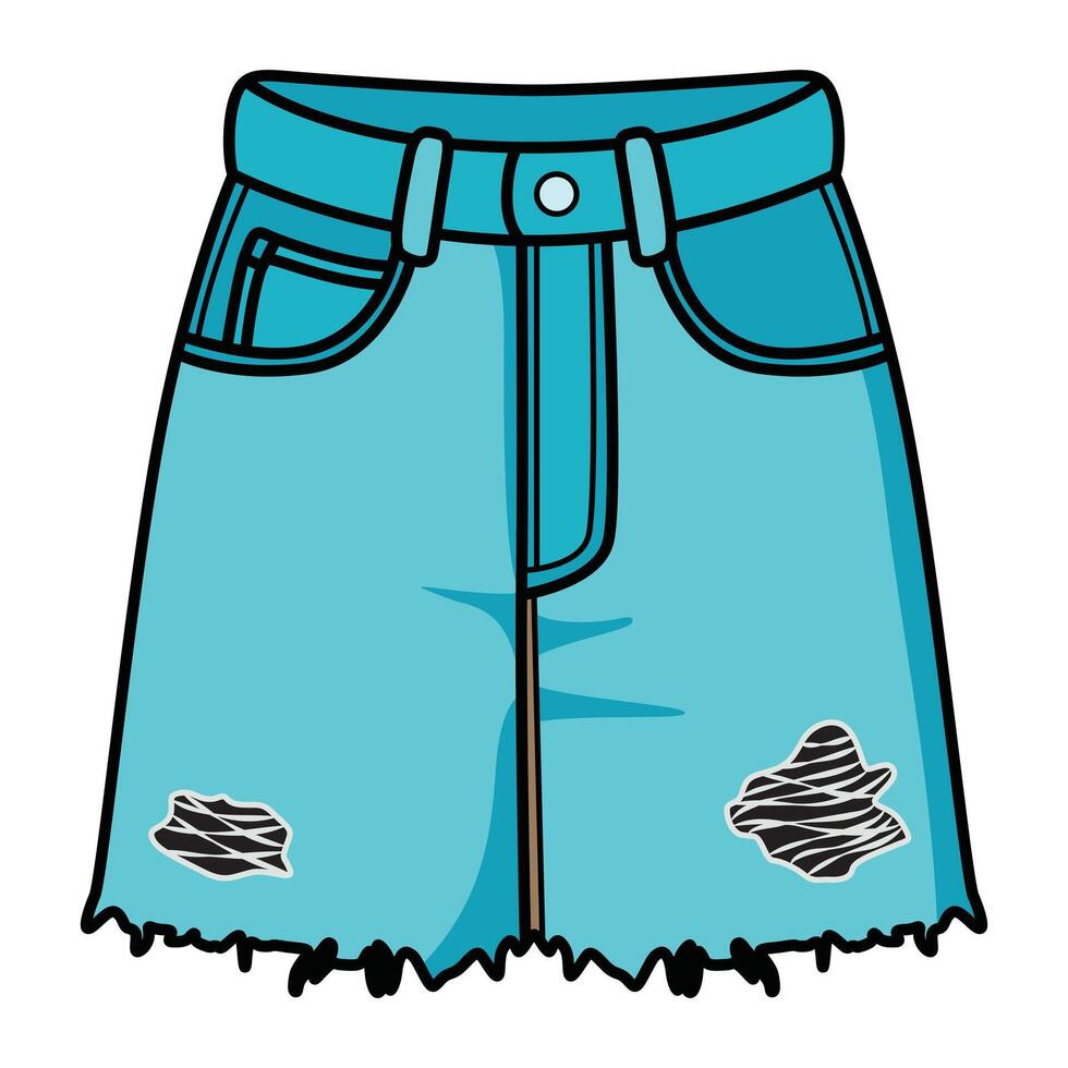 Woman Jeans Shorts with Casual and Trendy Details vector
