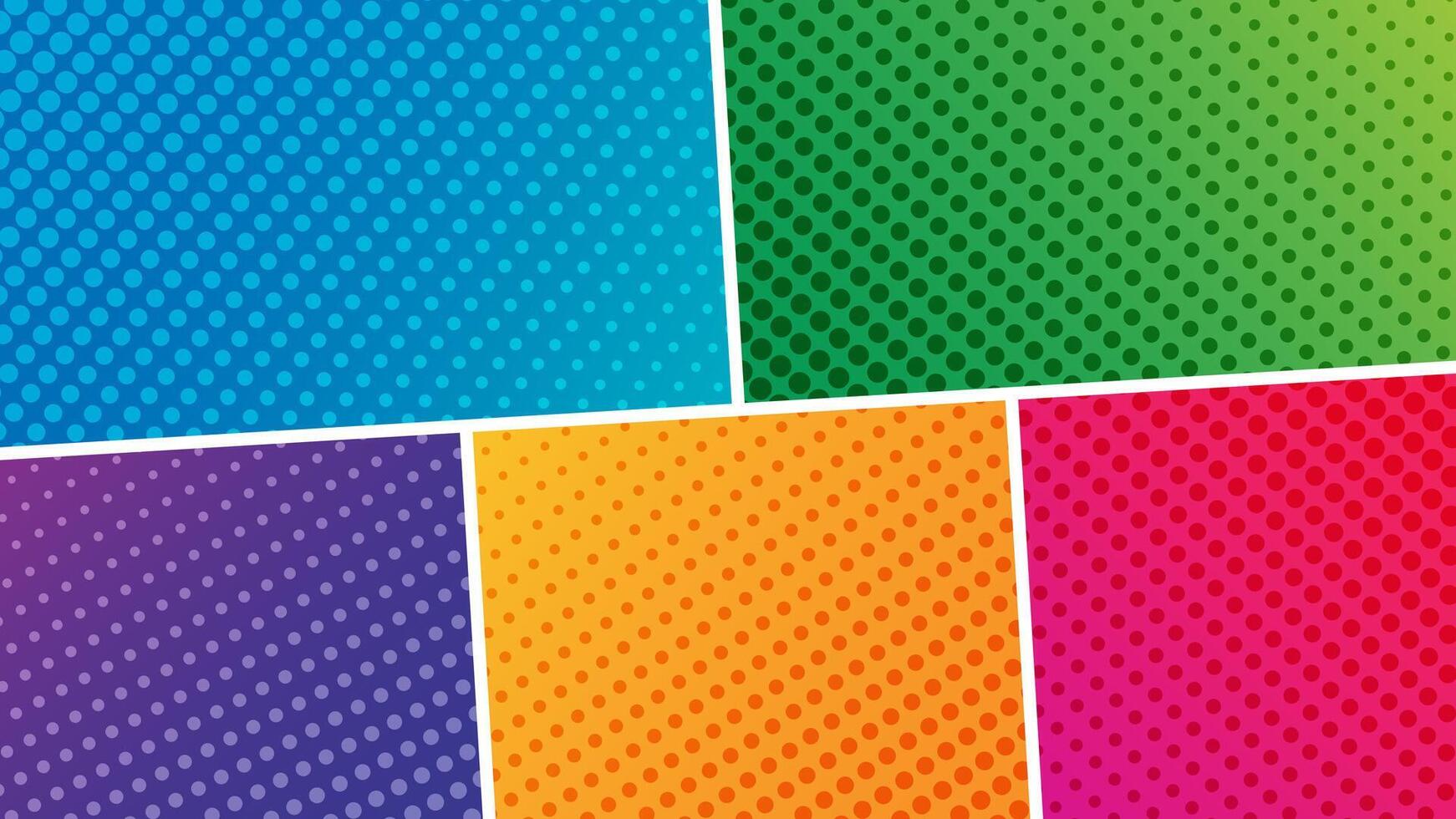 Retro comic halftone split screen background vector