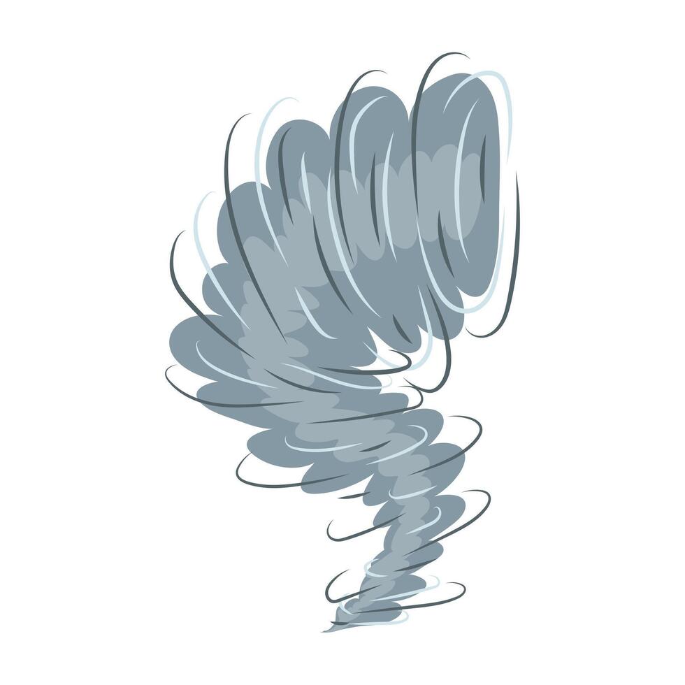 Tornado swirl in flat design. Spiral shape hurricane, storm whirlpool. illustration isolated. vector